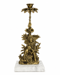 Grandiole Solid Brass & Marble Figural Candlestick | Romantic French Revival Candle Holder